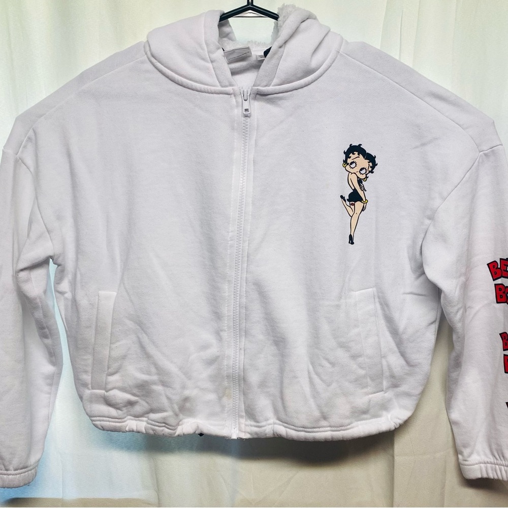 Betty Boop White Fleece Hoodie